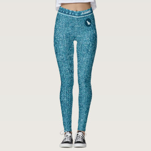 Cat Mum Pet Friends Custom Faux Denim Blue Jeans  Leggings