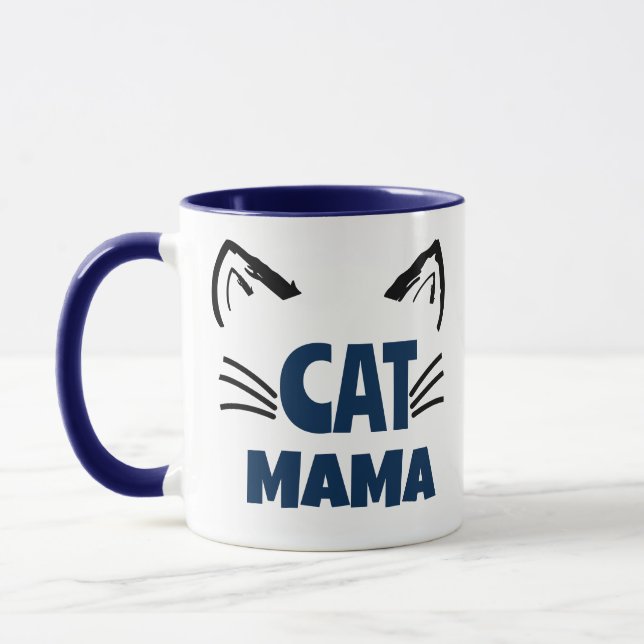 Cat Mum, Pet Lovers Cat Mama Graphic Mug Design (Left)