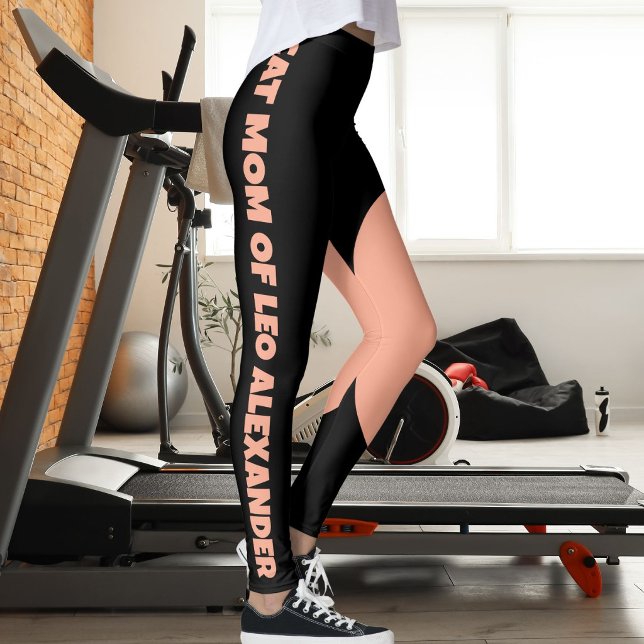 Cat Mum Pet Name Black Peach Fun Customised Text Leggings (Creator Uploaded)