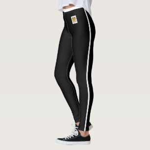 Cat Mum Pet Photo Stripes Black Activewear Custom Leggings