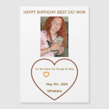 Cat Mum Photo Hearts Customised Birthday Card