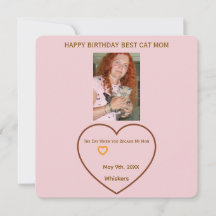 Cat Mum Photo Hearts Customised Birthday