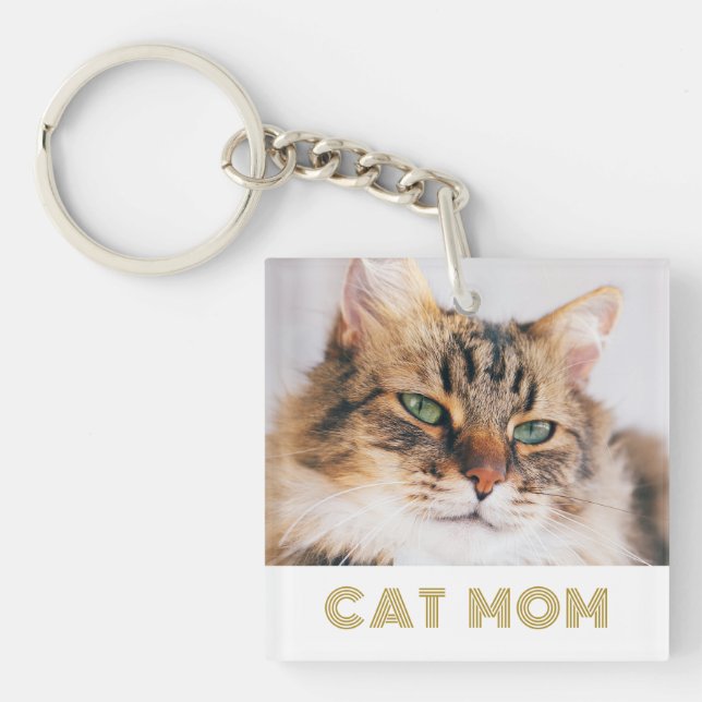 Cat Mum Photo  Key Ring (Front)