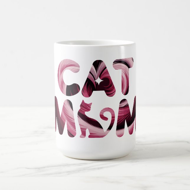 Cat Mum Pink Abstract Art Mug (Center)