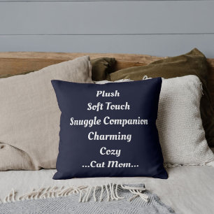 Cat Mum Plush Soft Charming Cosy Cute Funny Blue Cushion