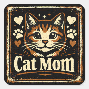 Cat Mum – Proud Feline Mother Love Square Sticker