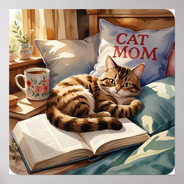 Cat Mum’s Quiet Corner – Cosy Reading Art Print (Front)