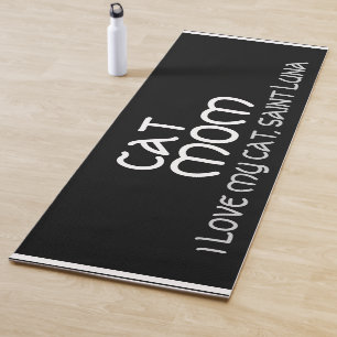 Cat Mum Script Pet Name Grey White Black Customise Yoga Mat