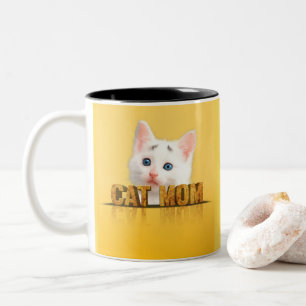 Cat mum shirt cat mum gift cat lady cat love Two-Tone coffee mug
