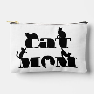 Cat Mum Silhouette Typography Accessory Pouch
