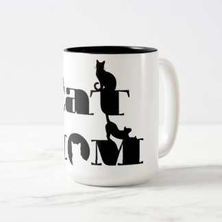 Cat Mum Silhouette Typography Two-Tone Coffee Mug