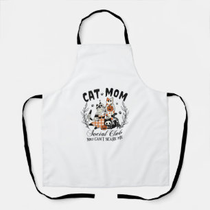 Cat Mum Social Club Ghost Cat Halloween Gothic Bla Apron