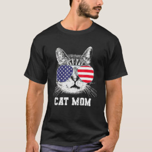 Cat Mum Sunglasses Us Flag Cat Mum Mother's Day T-Shirt