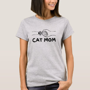 Cat mum t-shirt cat paw and women hand print