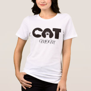 Cat Mum T-Shirt – Cute pow with letter cat Tri-Blend Shirt