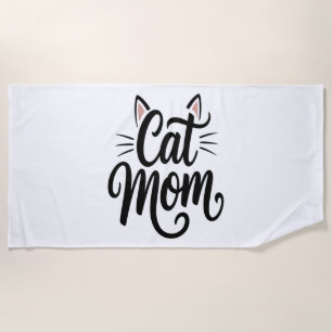 Cat Mum Whiskers and Ears Beach Towel
