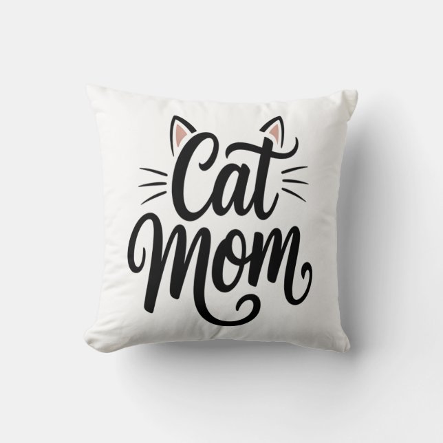 Cat Mum Whiskers and Ears Cushion (Front)