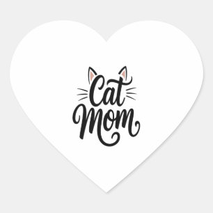 Cat Mum Whiskers and Ears Heart Sticker