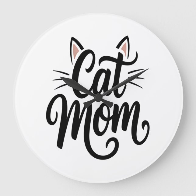 Cat Mum Whiskers and Ears Large Clock (Front)