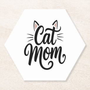 Cat Mum Whiskers and Ears Paper Coaster