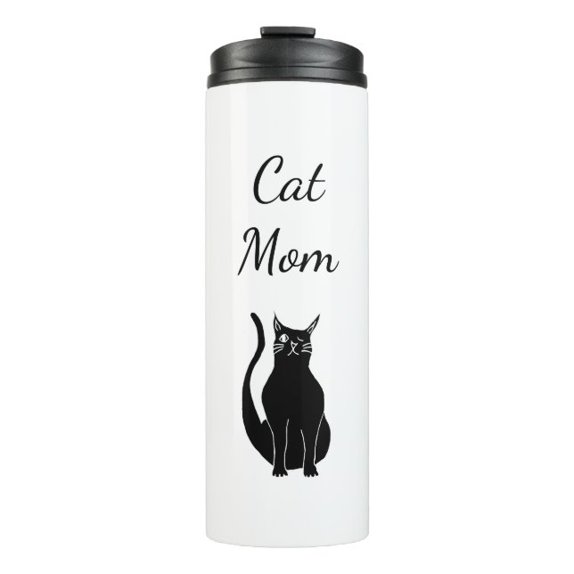 Cat Mum Winking Black Kitty Cute Cartoon   Thermal Tumbler (Front)