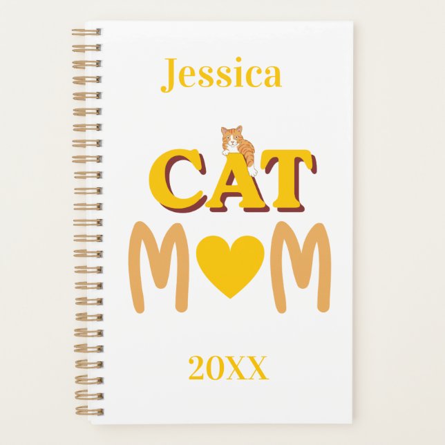 Cat Mum With Ginger Tabby Undated  Planner (Front)