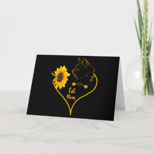 Cat Mum With Sunflower Cute Cat Lovers Mothers Day Card
