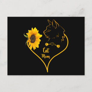 Cat Mum With Sunflower Cute Cat Lovers Mothers Day Postcard