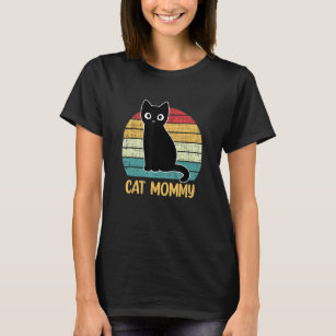 Cat Mummy Cute Cats for Women Mum Retro Black Cat T-Shirt