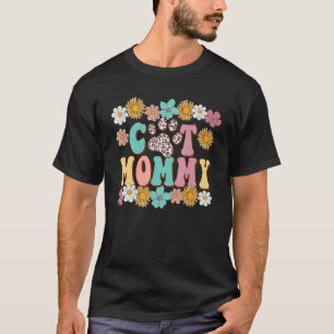 Cat Mummy   Leopard Kitten Paw Retro Sunflower Gro T-Shirt