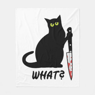 cat murder bloody knife fleece blanket