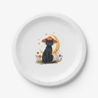 Cat Mushroom Hat Cottagecore Kitten Kitty Women Gi Paper Plate