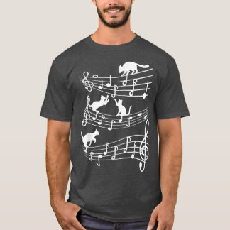 Cat Music Cute Cats Piano Musician Purring Playing T-Shirt