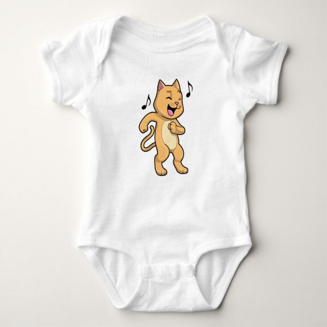 Cat Music Dance Baby Bodysuit (Front)