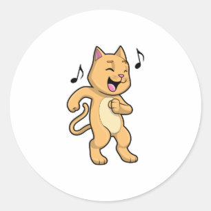 Cat Music Dance Classic Round Sticker