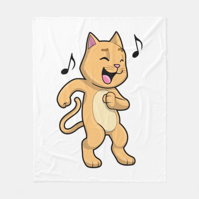 Cat Music Dance Fleece Blanket (Front)