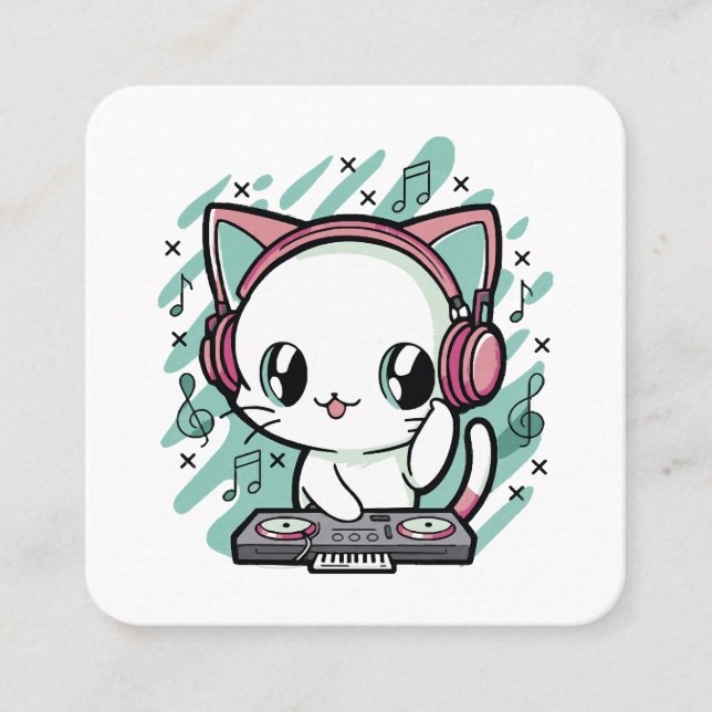 cat music square business card (Front)