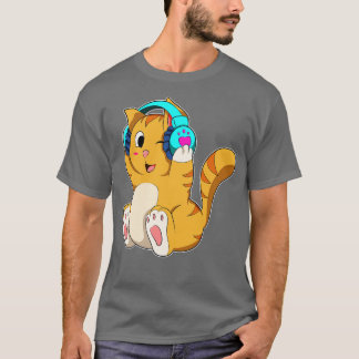 Cat Music with Headphone T-Shirt