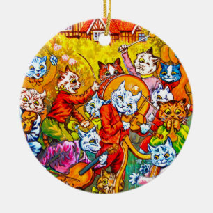 Cat Musical Band Ceramic Tree Decoration