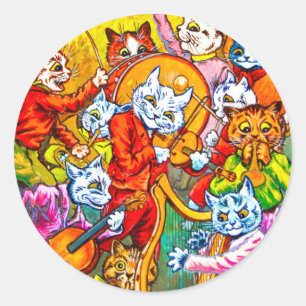 Cat Musical Band Classic Round Sticker