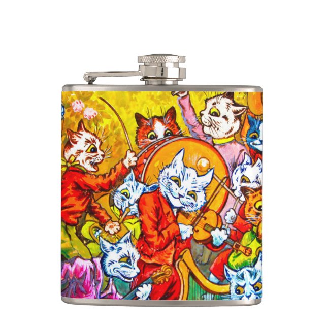 Cat Musical Band Hip Flask (Front)