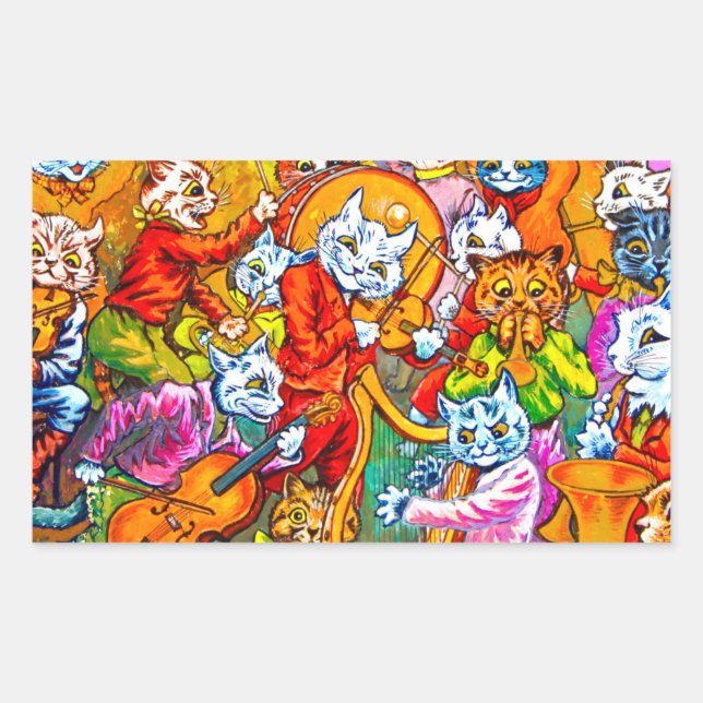 Cat Musical Band Rectangular Sticker (Front)
