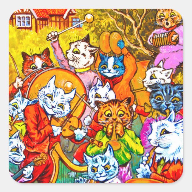 Cat Musical Band Square Sticker (Front)