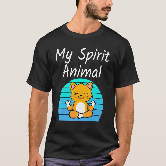 Cat My Spirit Animal Relaxing Mediation Yoga Kitte T-Shirt (Front)