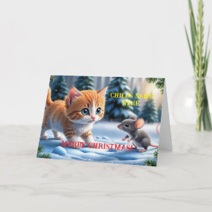 CAT n MOUSE PERSONALIZED KID CHRISTMAS CARD