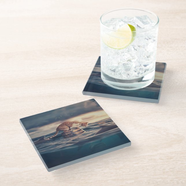 Cat Nap Dream or Nightmare Glass Coaster (Angled)