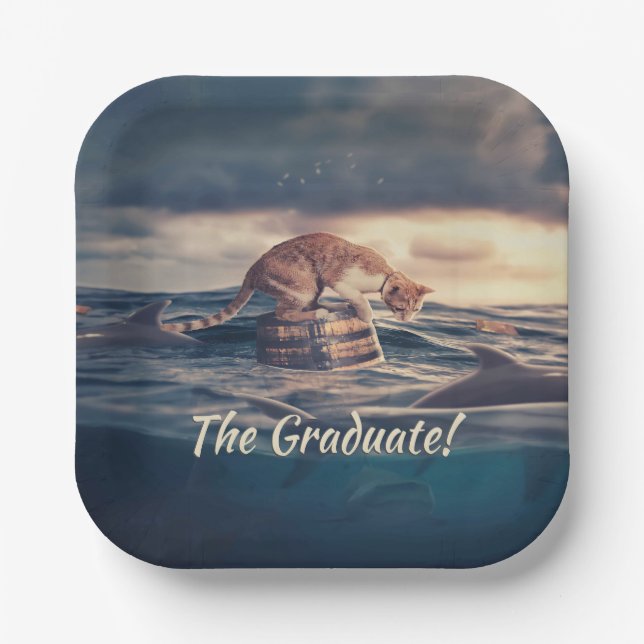 Cat Nap Dream or Nightmare Graduation Paper Plate (Front)