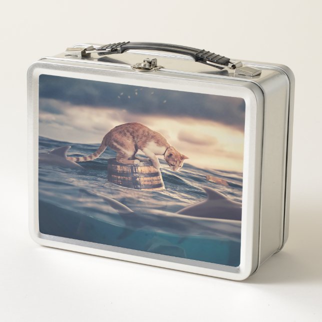 Cat Nap Dream or Nightmare Metal Lunch Box (Front)