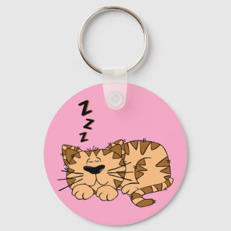 Cat Nap Kitty Button Keychain