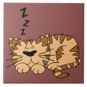 Cat Nap Kitty Large Ceramic Tile